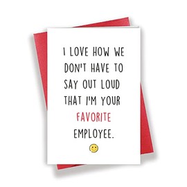 Longkado Humor I’m Your Favorite Emplyee Card for Boss, Happy Boss’s Day Card, Heartwearming Boss Birthday Card