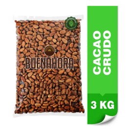 Semilla de Cacao en Grano Crudo Chiapaneco BUENAHORA 3 Kg, Sabor Auténtico y Aroma Profundo, Ideal para Chocolatería Artesanal, Bebidas Tradicionales,