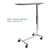Lumex Modern Overbed Table with Wheels,28-41" Adjustable Height for Hospital