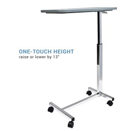 Lumex Modern Overbed Table with Wheels,28-41" Adjustable Height for Hospital Bed