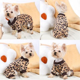 2 Pack Dog Pajamas for Small Dogs Boy Girl Fleece Puppy pjs Jammies 4 Leg Dog Clothes for Chihuahua Yorkie Winter Warm Onesies Jumpsuit Clothing for Pet Dogs Male Female (Medium Bust 14.5")