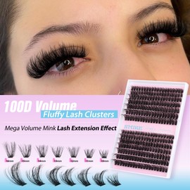 Fluffy Lash Clusters Volume Individual Eyelashes Thick Mink Eyelash Clusters D Curl 10-16mm Cluster Lash Extension 280Pcs False Mink Eyelashes DIY at Home by JIMIRE