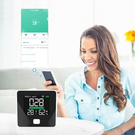 WiFi Indoor Air Quality Monitor, PM2.5 Detector, 1000mAh USB PM2.5, Accurate Temperature and Humidity CO2 Meter for Indoor Use