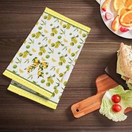 Mediterranean Gift Lemons and Moroccan Tile Kitchen Towel Yellow Lemon Housewarming Gifts（Lemon Towel UK）