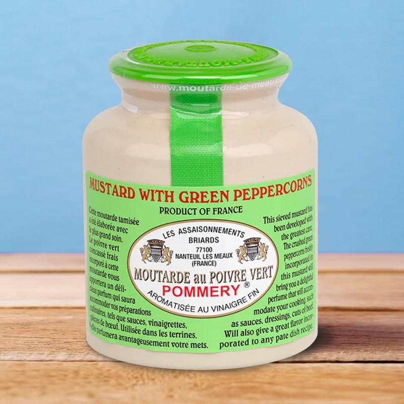 Pommery - Gourmet Green peppercorn Mustard from France in crock