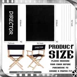 Irenare 2 Set Directors Chair Canvas Replacement Black Movie Chair Seat and Back Replacement Covers for Outdoor Shooting Makeup Indoor Casual Home Stool Protector