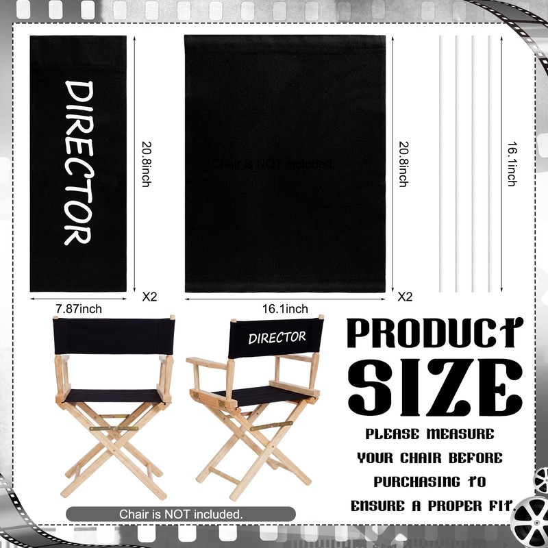 Irenare 2 Set Directors Chair Canvas Replacement Black Movie Chair