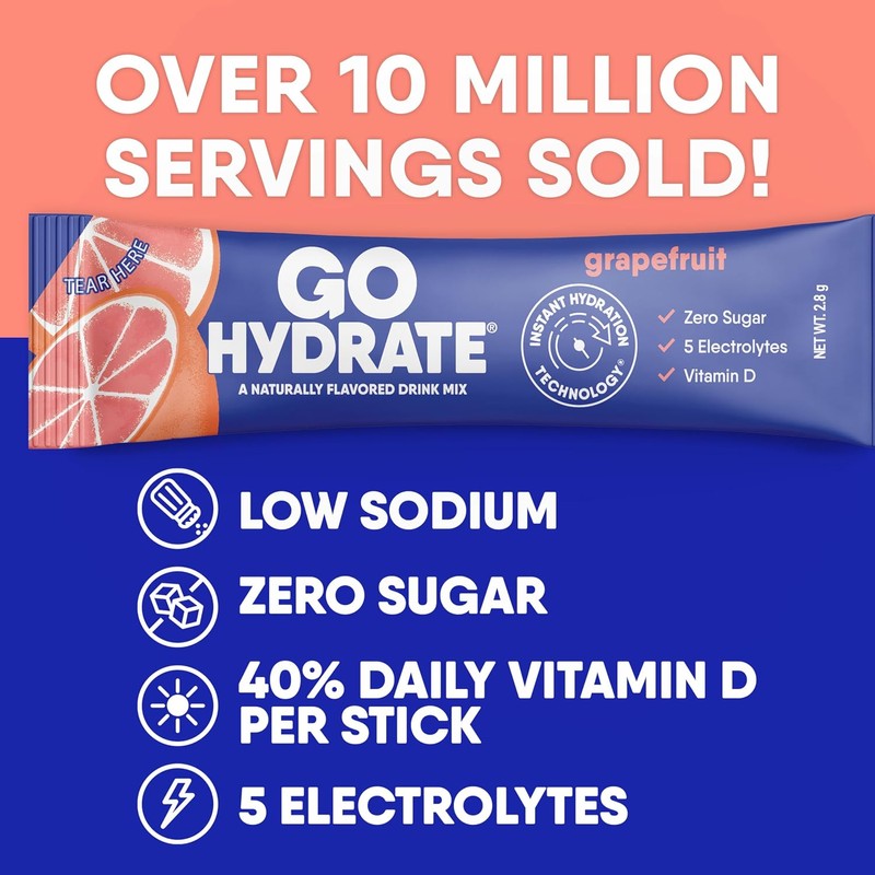 GoHydrate- Mezcla de Electrolitos para Bebida Un Polvo Hidratante con