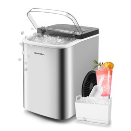 ChefRobot Ice Machine,Stainless Steels Chewable Ice Maker Ready in 6 mins,34Lbs/24H Nugget Ice Maker Countertop,One-Click Pebble Ice Maker for Home/Party/Bar/Daily-Use