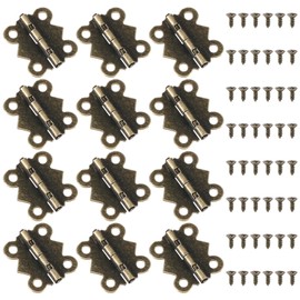 12 Pcs Small Butterfly Hinge for Craft Antique Bronze Hinges Mini Metal Hinges 20 x 17mm Hardware Retro Vintage Style Hinge with 48 Tiny Screws for DIY Wooden Jewelry Box Cabinet Crafts