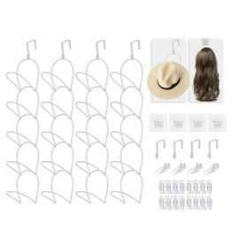 MASDFEL 20 Pack Hat Wig Hanger Stand Organizer for Multiple Wigs - Heavy Duty Space-Saving Storage Rack for Hats, Scarves (White)