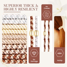 FORENEE Hair Ties No Damage - 10PCS Ponytail Holders - Elastic Hair Ties for Thick Hair - Braided Hair Bands for Women Girls's Hair - Milk apricot color