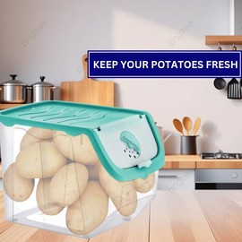 KYY'Z Coral Food Storage Containers with Lids Plastic Vegetable Storage Box Veggies Potatoes Fruit Garlic Onions Potato Pot Onion Pot Pantry Box Kitchen Organizer Reusable Recyclable BPA free- 12L