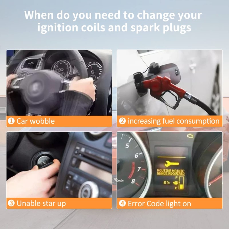 BDFHYK Ignition Coil Pack and Iridium Spark Plugs Compatible with