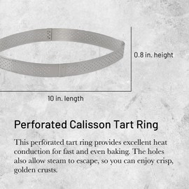 de Buyer Perforated Calisson Tart Ring - 10” x 4.3” - Perfect for Baking Beautifully Crisp Tarts - Easy to Use & Clean - Made in France