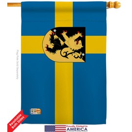 Provinces of Sweden Västergötland Garden House Flags Kit Regional Territory Old History Northern Europe Country Particular Area Small Decorative Gift Yard Banner Double-Sided Made In USA 28 X 40