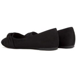 MaxMuxun Women Pregnant Walking Casual Slip-on Bow-tie Ballet Ballerina Pumps Dolly Shoes Black After Party Flats Size 6 UK / 39 EU