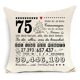 75th Birthday Pillow Cover for 75 Year Old Mom Dad Wife Husband Grandma Grandfather Godfather Godfather Teacher Professor 75th Birthday Gift Inspirational Gift