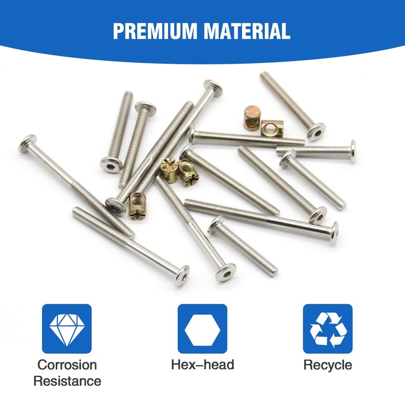 Socell 61pcs Crib Bunk Bed Furniture Hardware Replacement Kit, Stainless