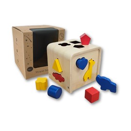 By Kii Wooden Shape Sorter with Primary Colours Montessori Toy 12M+ for Toddlers & Kids