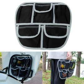 BAKAFOH 5 Mesh Pockets Front Trunk Lid Organizer Frunk Tool Storage Bag for Can Am Spyder F3 F3-L F3-S F3-T 2015-2025 Accessories (Black w/Gray Piping)