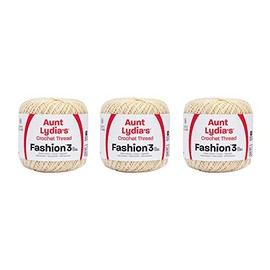Aunt Lydia Fashion Bridal White Crochet - 3 Pack of 150y/137m - Cotton - Gauge 3 - Crochet