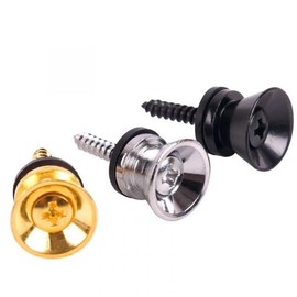 Guitar Anatomy Vintage Guitar Strap Buttons Pair for Stratocaster or Telecaster – Chrome, Black, Gold x2 (Black)