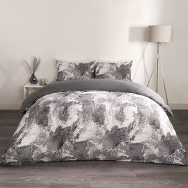 OHS Double Duvet Set, Reversible Marble Bedding Super Soft Double Quilt Covers Luxury Decorative Double Bedding Set with Pillowcases, Grey & White