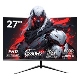 ZZA 27" Curved Gaming Monitor, Support 240Hz，Up to 280Hz, FHD 1920x1080, Three Narrow bezels,Computer Monitor FreeSync Premium - Ultimate Gaming Experience