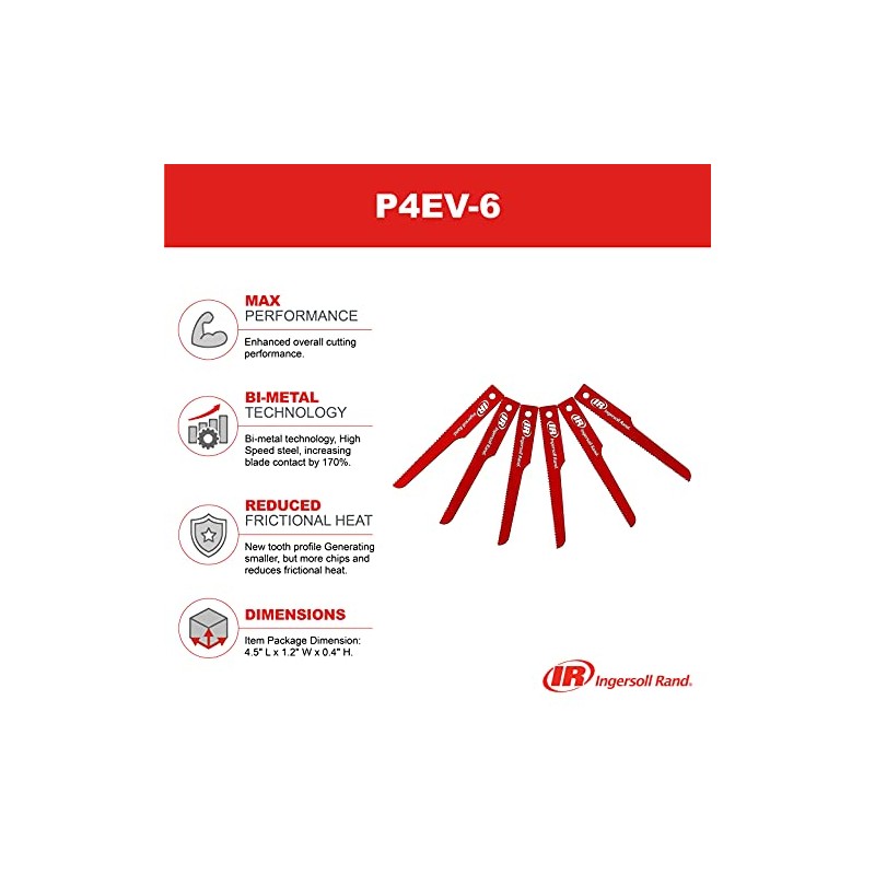 Ingersoll Rand P4EV-6 Air Reciprocating Saw Blades for all standard
