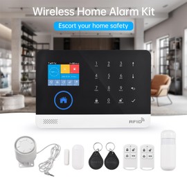 Feiniao Sistema de Alarma para Casa WiFi gsm Pantalla TFT de 2.4 Pulgadas, Kit de Sistema de Seguridad Hogar, Alarma Antirrobo Inalámbrico con Sensores de Puertas y Ventanas Sensor de Movimiento PIR