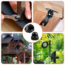 SWTYExt Pack of 50 Acorn Nuts M4 Galvanised Cap Nuts DIN 1587 Black High Shape High Quality Cap Nuts Hexagonal Cap Nuts Carbide Steel for Bicycle Screws Threaded Rods