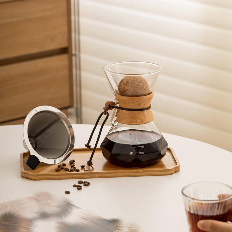HYAXGM Pour Over Coffee Maker With Wood Sleeve，27oz/800mlPour Over Coffee