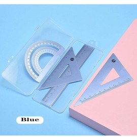 Accod Aluminum Alloy Ruler Set Math Ruler Geometry Tool Set Scale Ruler Math Geometry Tool 4 in One Measuring Ruler for Student Teacher Drawing and Measurement. (Blue)