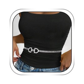 Abien Rhinestone Belts for Women Silver Rhinestone Chain Belt Sparkle Dress Belt for Formal Dresses