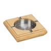 Relaxdays Bamboo Ashtray, Outdoor & Indoor, Table Ashtray, Stainless Steel,