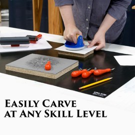 Richeson & Co. Printmaking Starter Kit - Easy to Cut Lino Set, Includes Lino Cutter, Blades, 4” Brayer, Lino Grip, Printmaking Paper