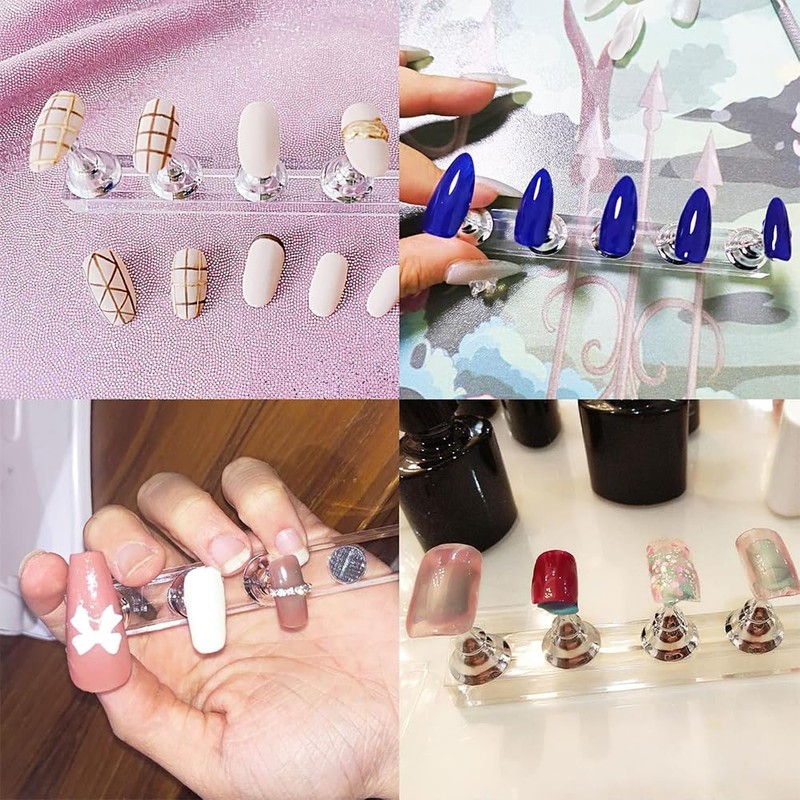 HUATEEN Nail Stuff,2 Pack Silver Magnetic Nail Stand Display with
