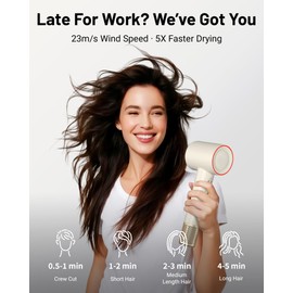 Zibtes Plasma Ionic High-Speed Hair Dryer 110 kRPM Motor,White. High-Density Plasma&Negative Ions for Frizz Control & Scalp Care, Low-Noise Design, Magnetic Nozzle/Diffuser - Home, Salon & Travel Use