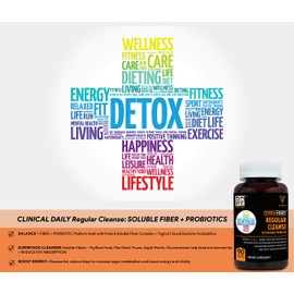 Clinical Daily Regular Cleanse. Natural Colon Cleanser & Detox for Energy and Constipation Relief. 90 Herbal Dietary Fiber Pills - Psyllium Husk Powder Capsules with Glucomannan, Aloe, PROBIOTICS