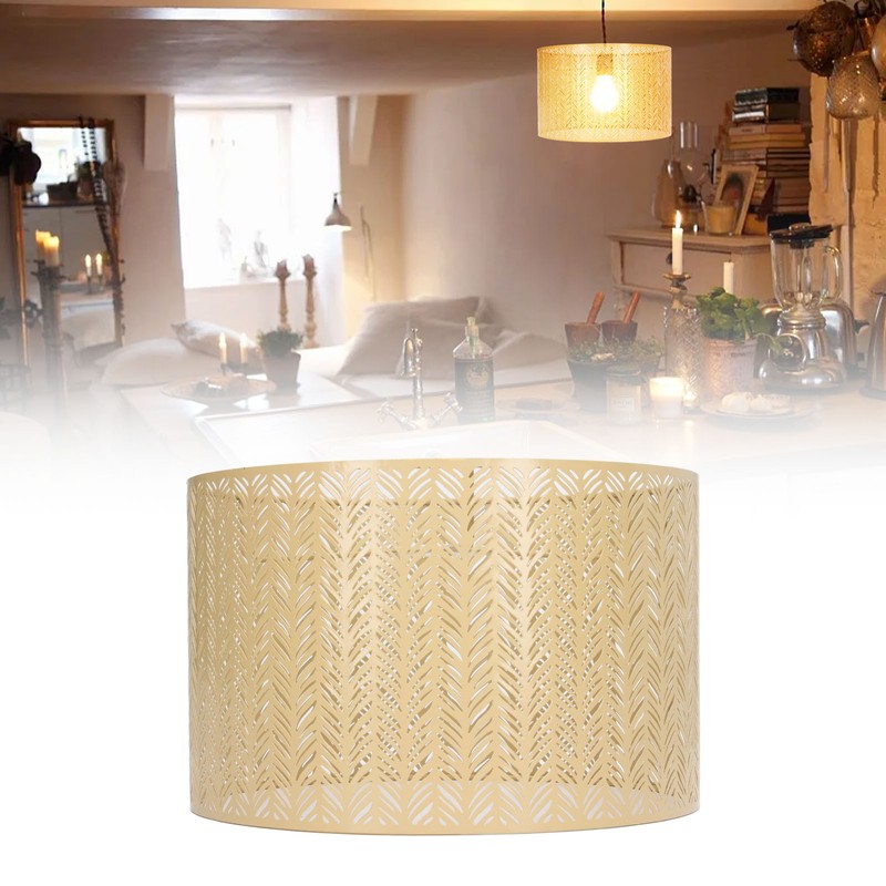 Drum Lamp Shade E27 E14 Clip Fir Leaf Shape Hollow