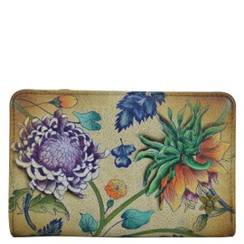 Anuschka Hand-Painted Women’s RFID Genuine Leather Two Fold Organizer Wallet - Caribbean Garden