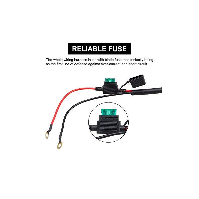 LEADTOPS Heavy Duty LED Light Bar 400Watts Load Wiring Harness