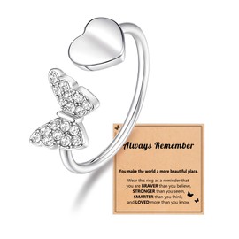 BxkSky Silver Butterfly Rings for Teen Girls Gifts Trendy Stuff 12 14 13 Year Old Birthday Christmas Gifts Stocking Stuffers for Teenage Girl Women