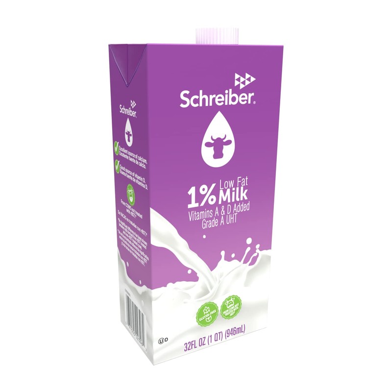 Schreiber Milk 1%, Shelf Stable Milk, Low Fat with Vitamin