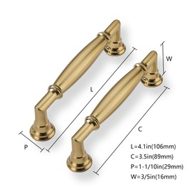 CABDM 10 Pack 3.5 Inch Hole Center Champagne Bronze Cabinet Pulls Solid Champagne Brass Cabinet Handles Solid Hardware Handle for cabinets Dressers Kitchens bedrooms