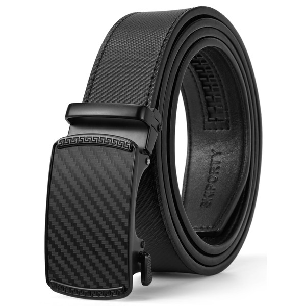 SKiporty Mens Belt Leather with Automatic Buckle Adjustable Ratchet Belts