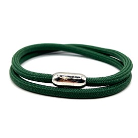 KAROO EARTH JEWELLERY Rope Bracelet | Unisex Braided Paracord Nautical Double Wrap Bracelet with strong Magnetic Clasp | Waterproof surfer bracelet (Small Wrist Size (16-18cm), Green Silver Clasp)