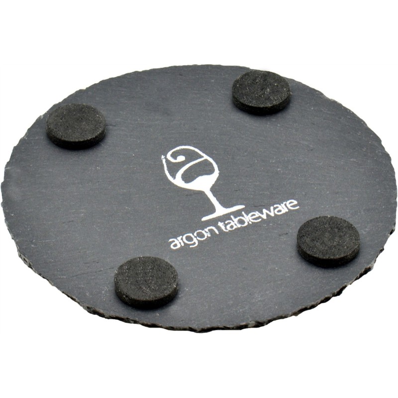 Argon Tableware Round Slate Coasters - 10cm - 6 Piece