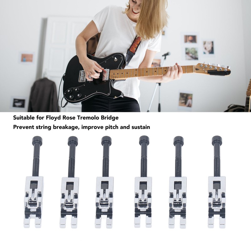 6PCS Metal Guitar Tremolo Saddles Double Locking System String Saddle
